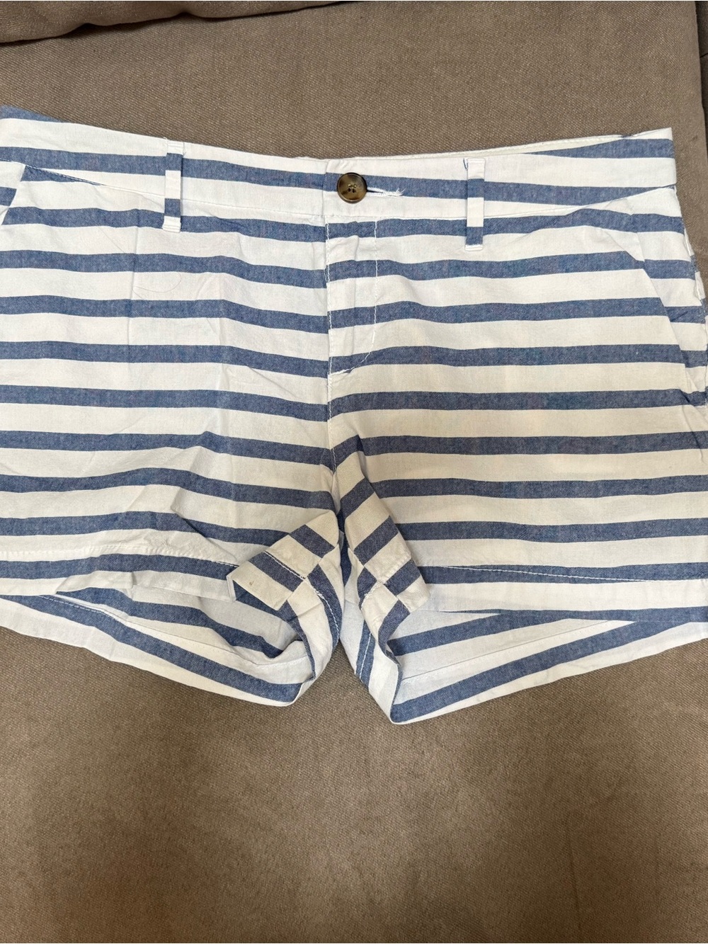 Old Navy White and Blue Striped Cotton Shorts